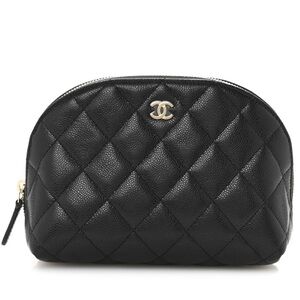 Authentic CHANEL Caviar Quilted Cosmetic Case Black